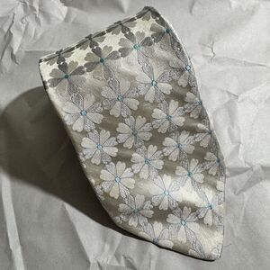 Ted Baker London White/Silver Blue Geometric 100% Silk 60"x3.5"